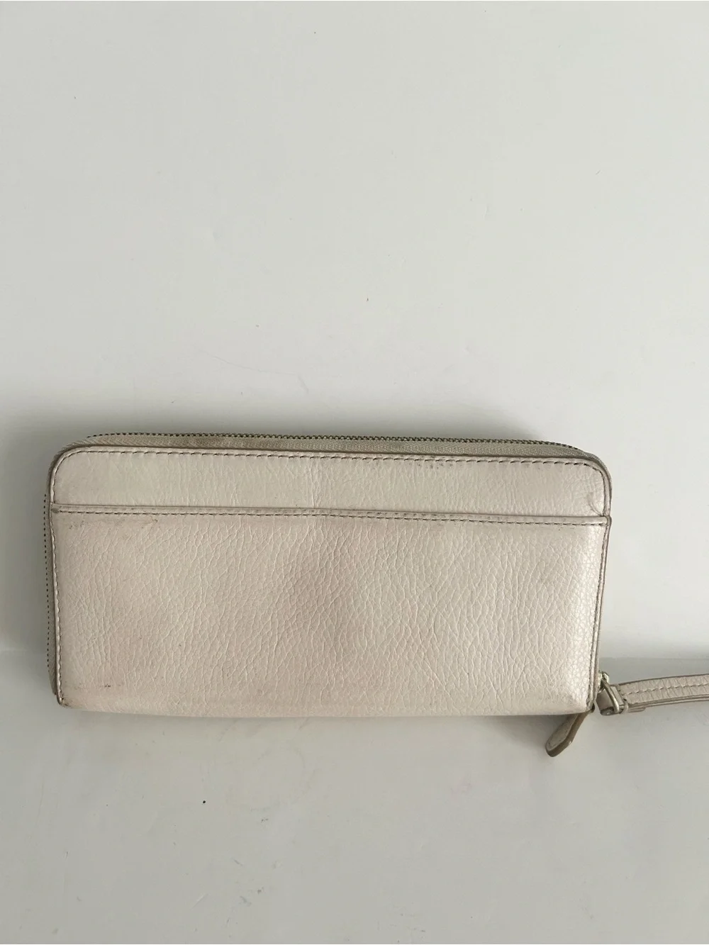 Coach Cream Pebble Leather Zip Wallet